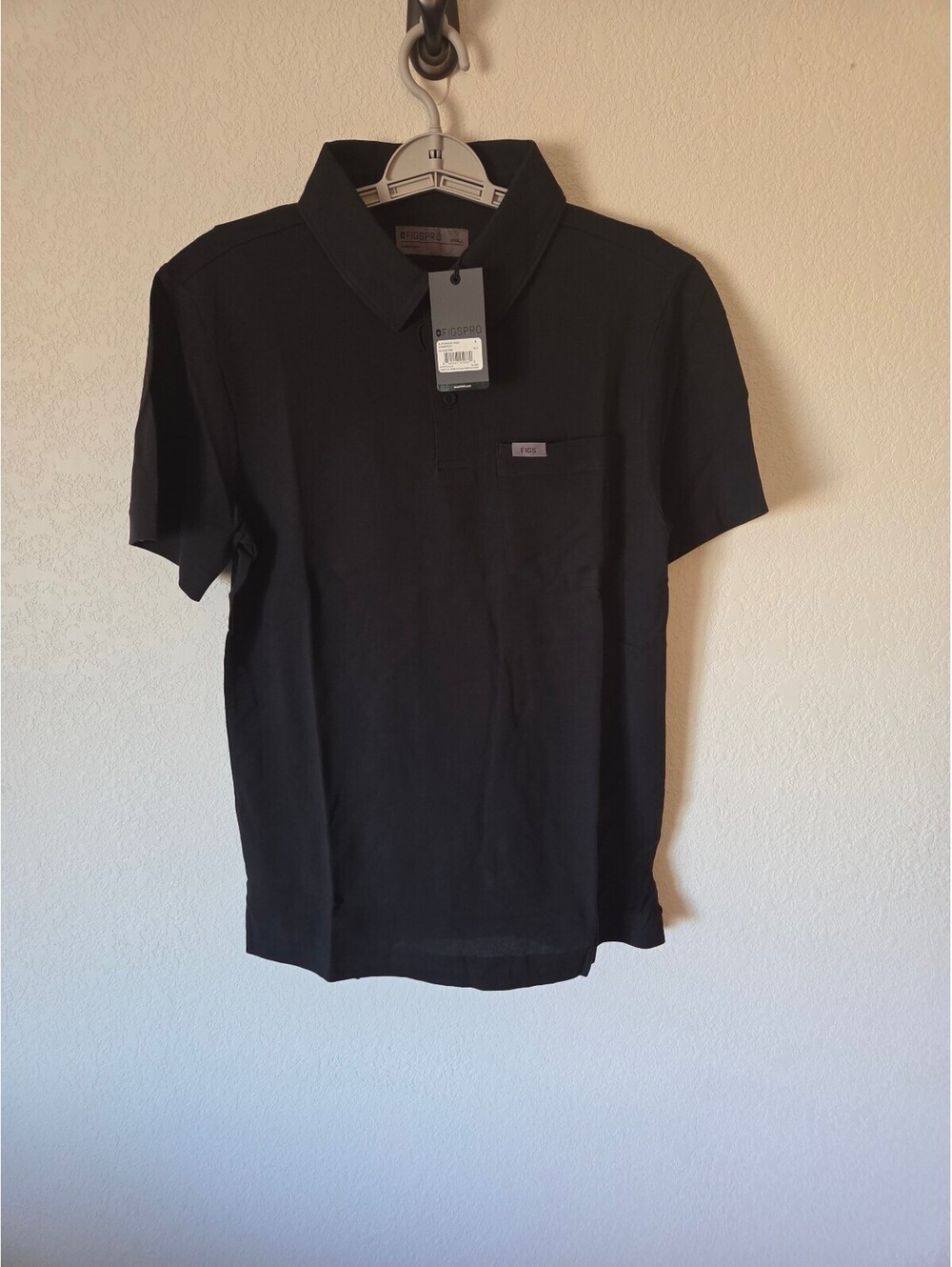 FIGS Pro Technical Pique Scrub Polo Shirt Black Small